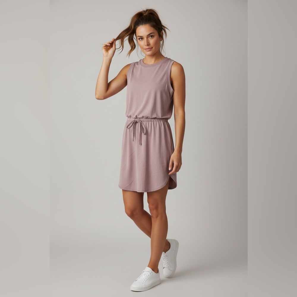 Kyodan Medium Sleeveless Drawstring Waist T Shirt Dress Mauve Athleisure